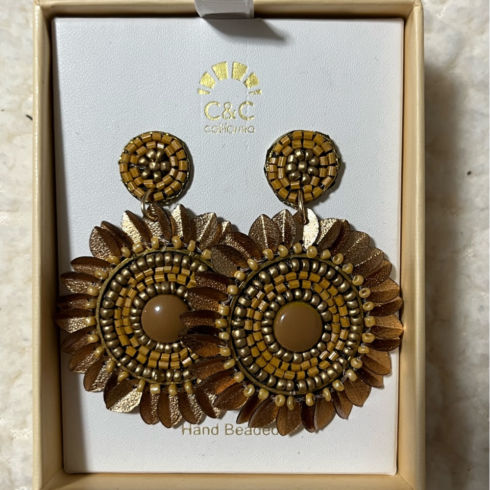 Hand- Beaded Statement Earrings